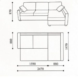 Схема углового дивана.