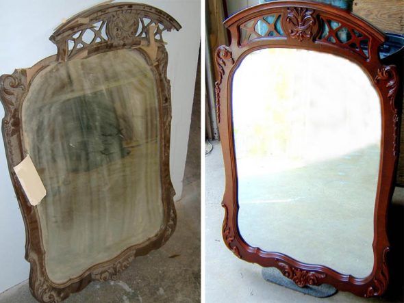 Преображение старого зеркала после реставрации.