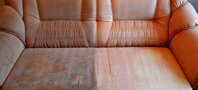 почищенный кожаный диван