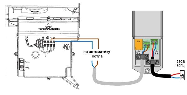 Схема подключения терморегулятора к котлу