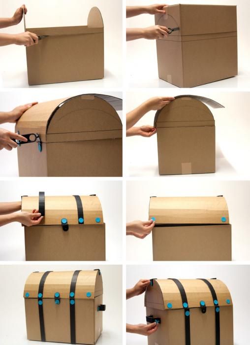 Как сделать сундуки из коробок?