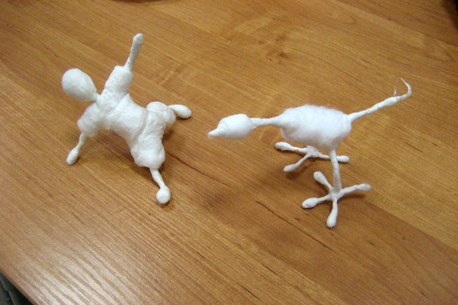 Пример конструкции игрушки из ваты.
