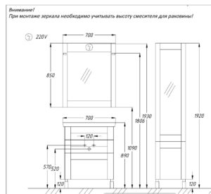 Высота зеркала над комодом