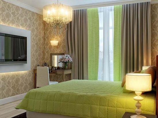 Зелёные шторы в интерьере спальни: зеленые шторы в спальню дизайн фото .