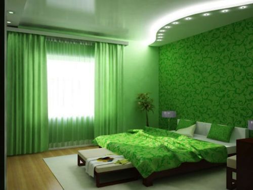 Зеленые Шторы В Спальню Фото