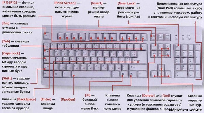 предназначение кнопок на клавиатуре