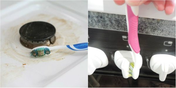 чистка зубной щёткой кухни