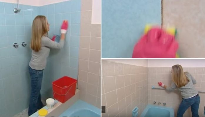 Девушка полностью преобразила старую ванную комнату за копейки