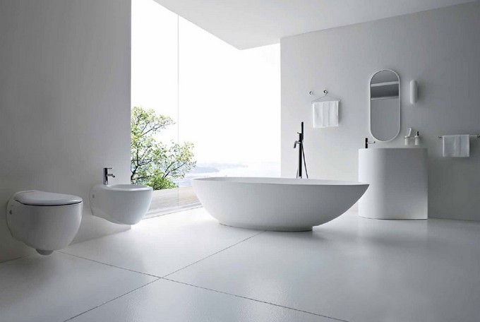 белая ванная в стиле минимализм