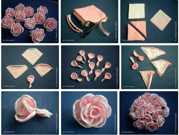 Цветы из салфеток: как сделать розу и другие цветы