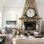 mantel-clock-Living-Room-Transitional-with-beige-beige-loveseat-candlestick-holders-faux-fur-fireplace-mantel-dcor-firewood-basket